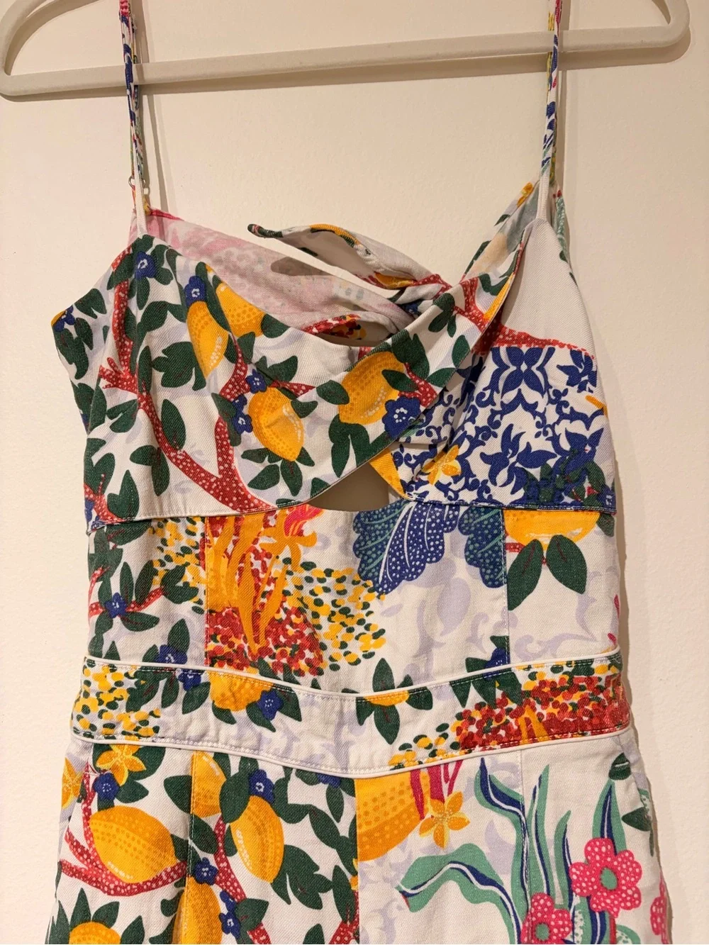 Anthropologie Maeve Cutout Cotton Blend Floral Wide Leg Jumpsuit Size 4